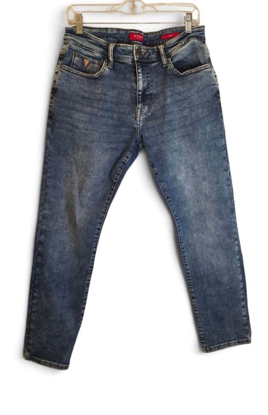 Guess Los Angeles Slim Fit Blue Acid Wash Denim Jeans 32/30